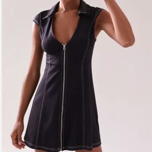 Urban Outfitters Amal Zip-Front Mini Dress